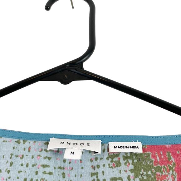 Rhode Fifi 100% Cotton Long Balloon Sleeve V-Neck Wrap Maxi Dress Ikat Medium - Picture 4 of 6